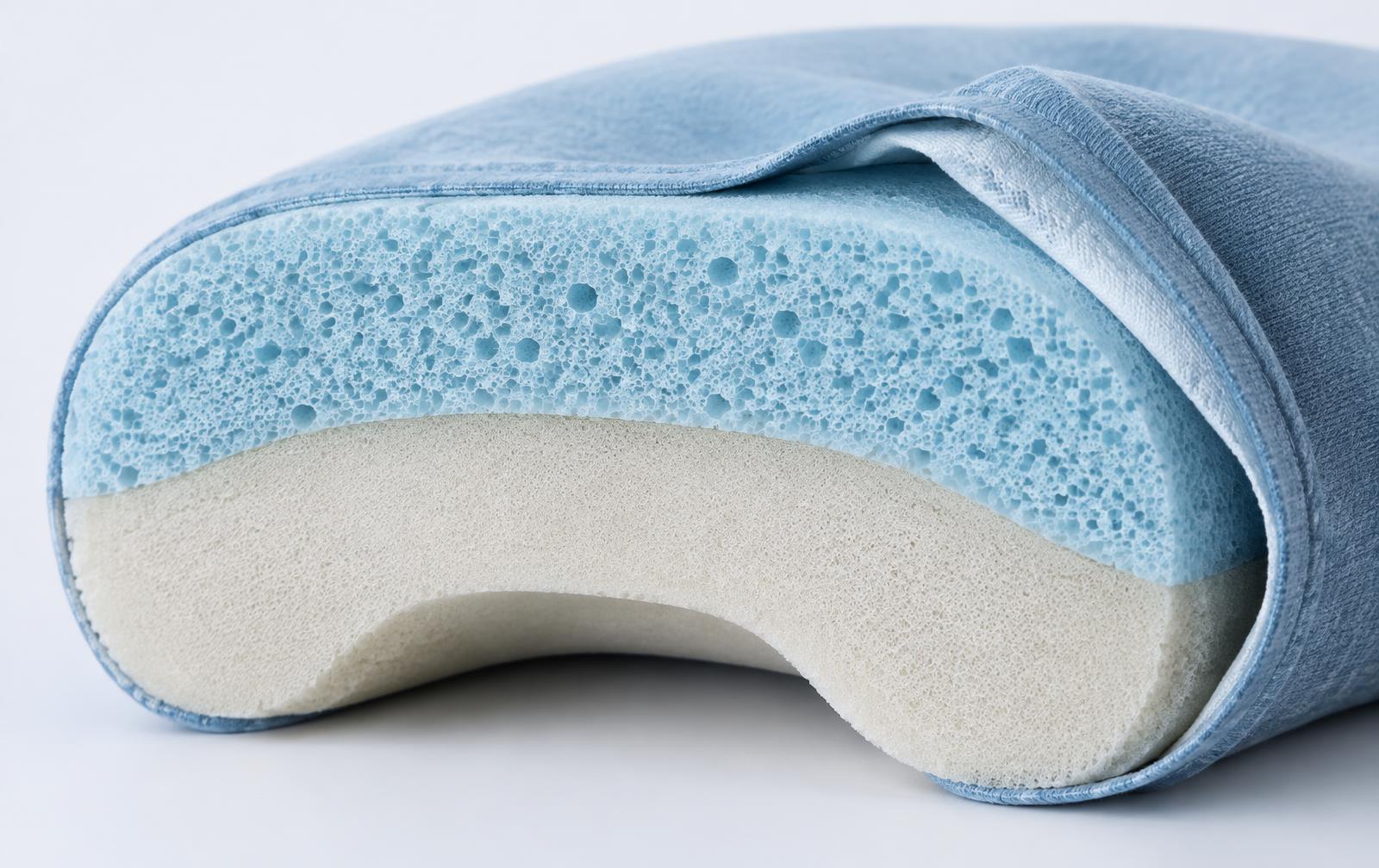 Cross-section of travel pillow foam layers